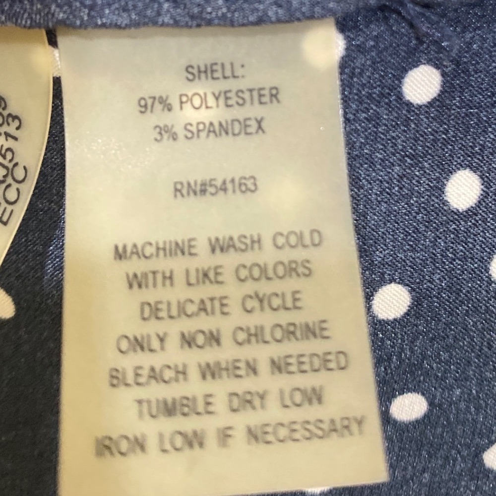Calvin Klein Blouse XL Navy Polka Dot  Women's Classic Silky Stretch Top Office‎ - Picture 13 of 13